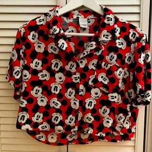 Disney Mickey Mouse half button up shirt